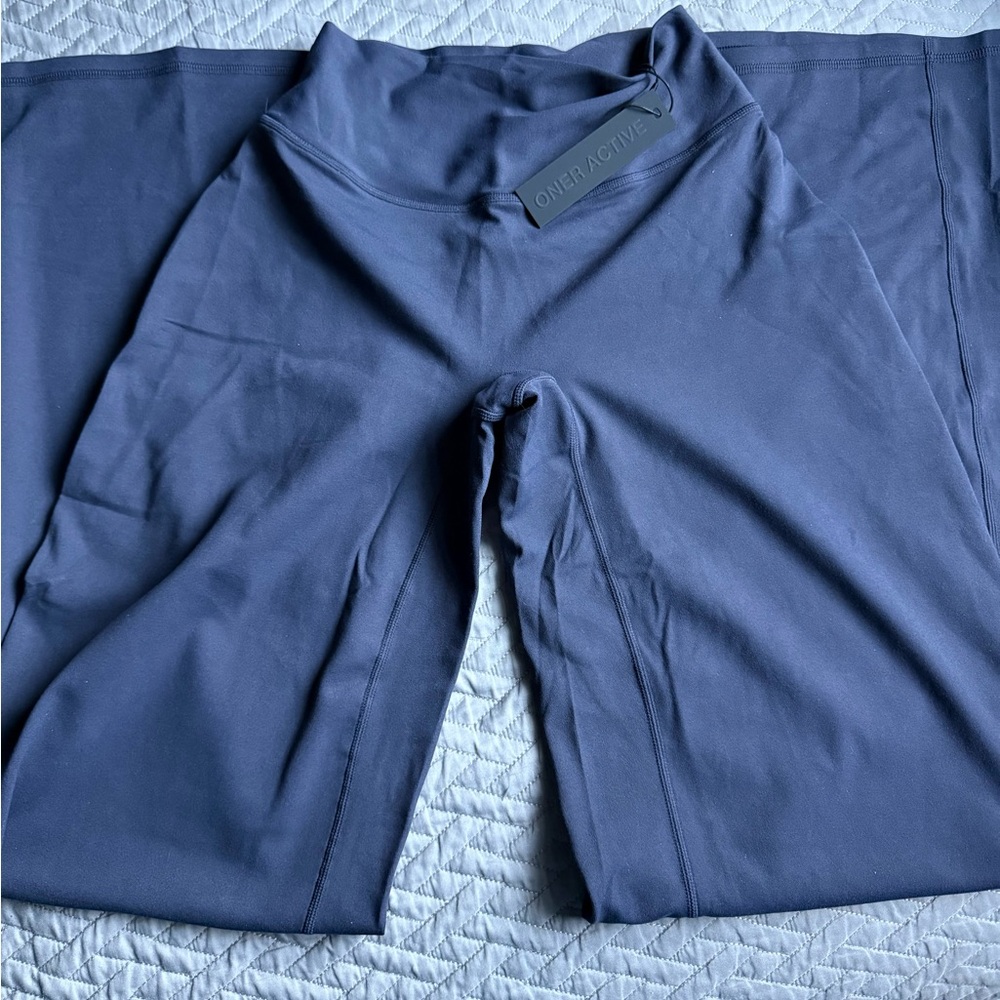 Oner Active SoftMotion Straight Leg Pants with Gray Logo in True Blue
